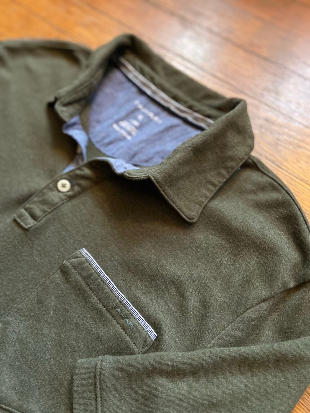 TAHARI Thick Green Cotton Polo Mens sz XL
